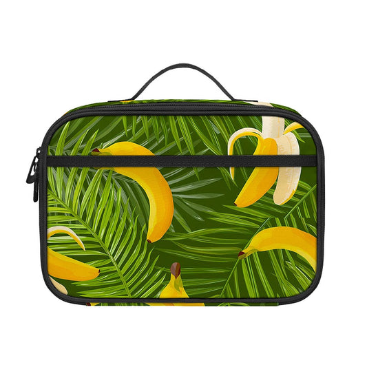 Green Tropical Banana Pattern Print Portable Lunch Bag