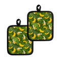 Green Tropical Banana Pattern Print Pot Holders