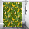 Green Tropical Banana Pattern Print Premium Shower Curtain