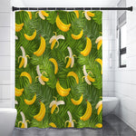 Green Tropical Banana Pattern Print Premium Shower Curtain