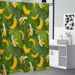 Green Tropical Banana Pattern Print Premium Shower Curtain