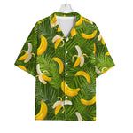 Green Tropical Banana Pattern Print Rayon Hawaiian Shirt