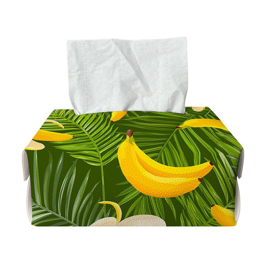 Green Tropical Banana Pattern Print Rectangle Tissue Box Cover