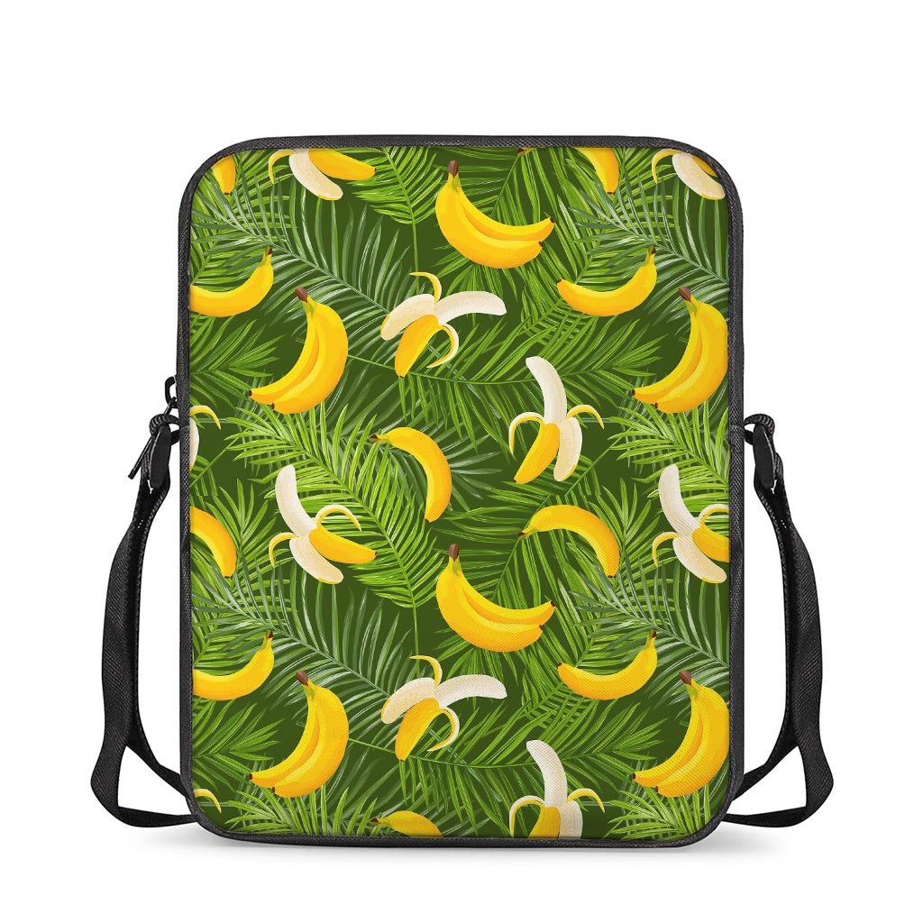 Green Tropical Banana Pattern Print Rectangular Crossbody Bag
