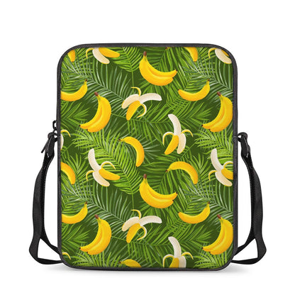 Green Tropical Banana Pattern Print Rectangular Crossbody Bag