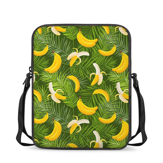 Green Tropical Banana Pattern Print Rectangular Crossbody Bag