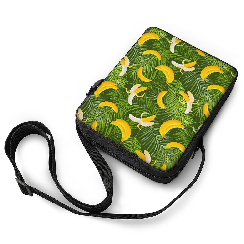 Green Tropical Banana Pattern Print Rectangular Crossbody Bag