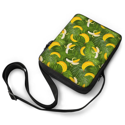 Green Tropical Banana Pattern Print Rectangular Crossbody Bag