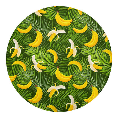 Green Tropical Banana Pattern Print Round Blanket
