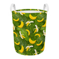 Green Tropical Banana Pattern Print Round Laundry Basket