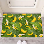 Green Tropical Banana Pattern Print Rubber Doormat