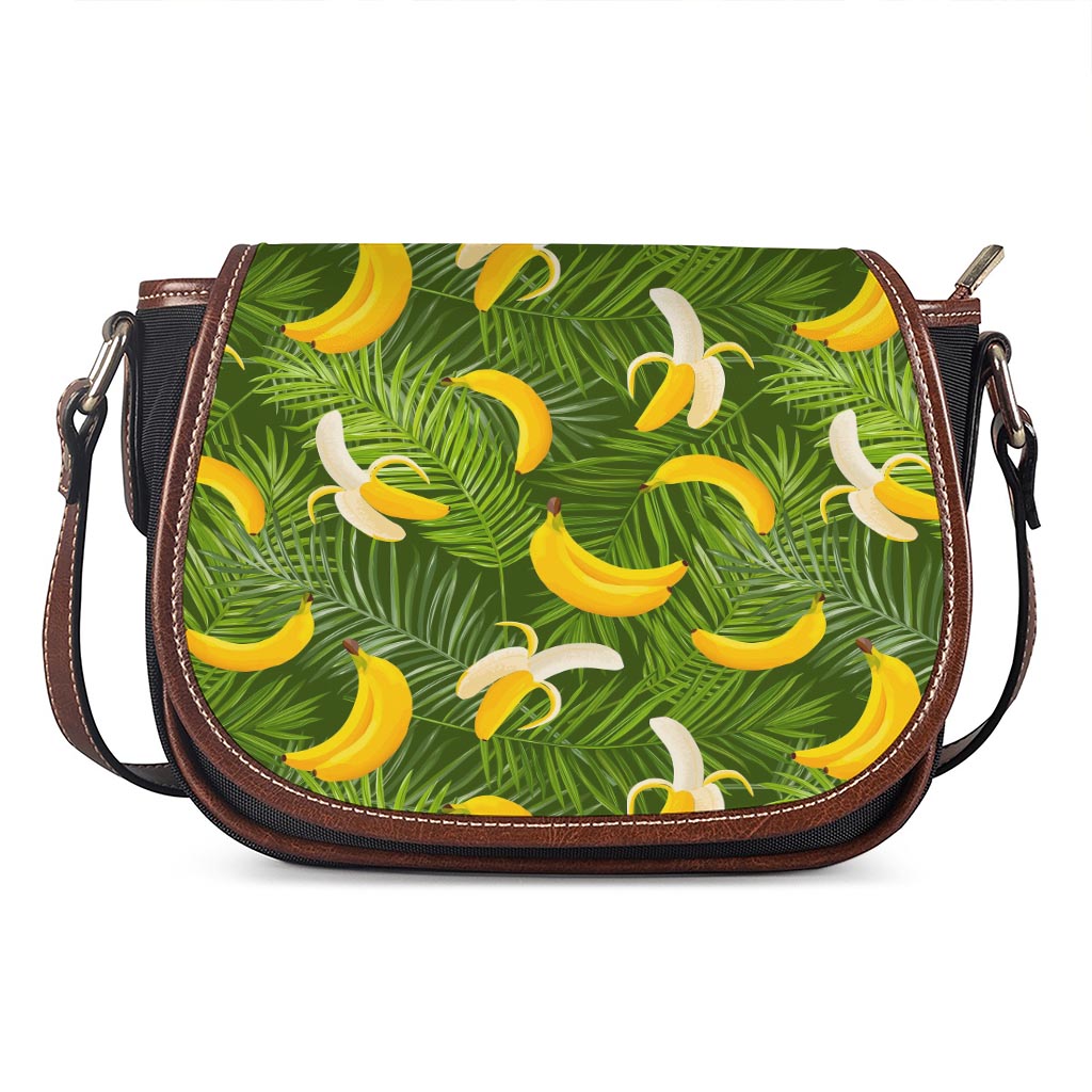 Green Tropical Banana Pattern Print Saddle Bag