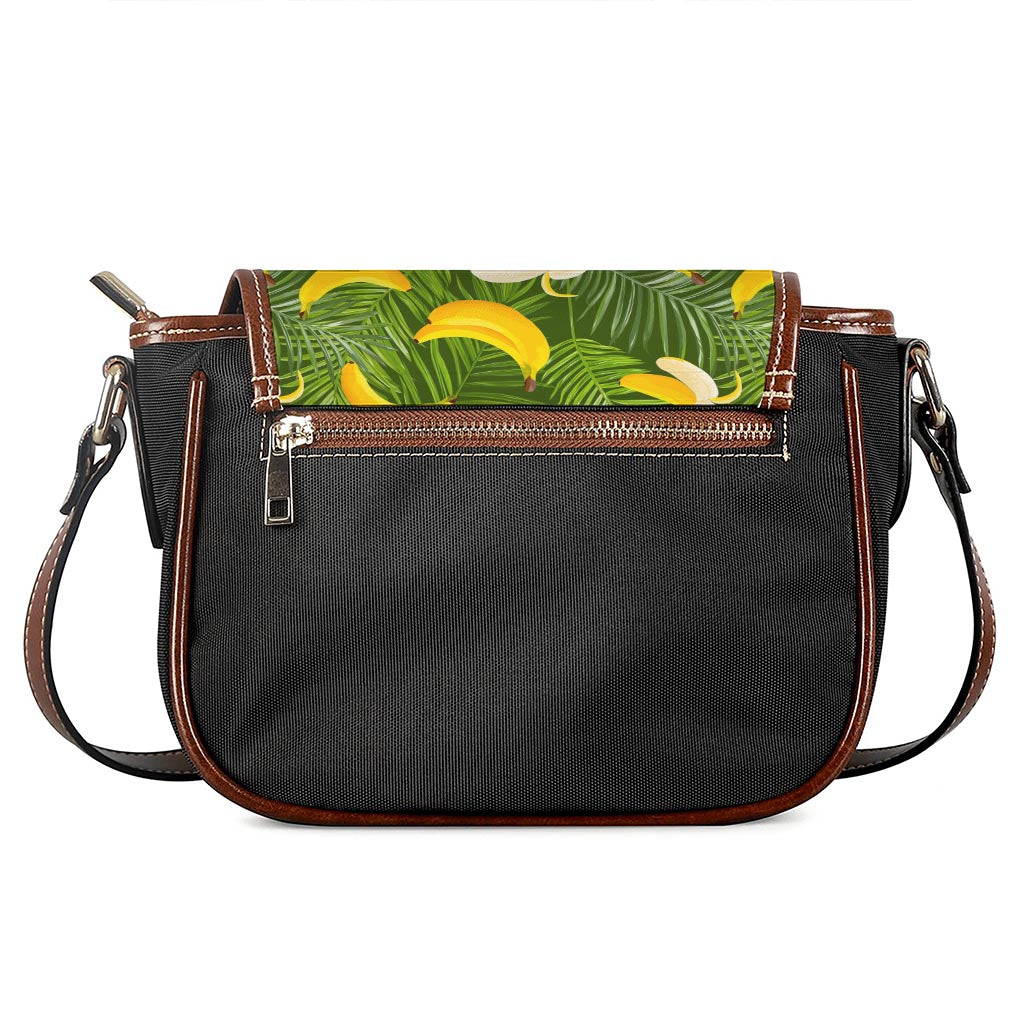 Green Tropical Banana Pattern Print Saddle Bag