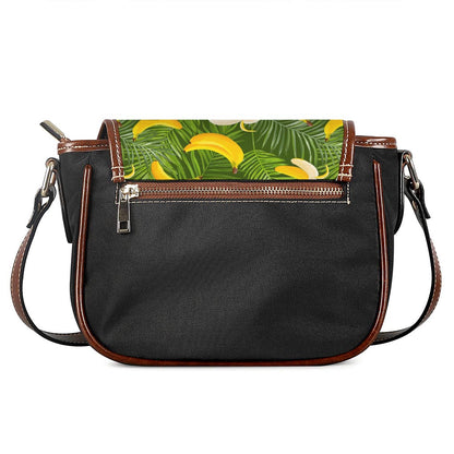 Green Tropical Banana Pattern Print Saddle Bag