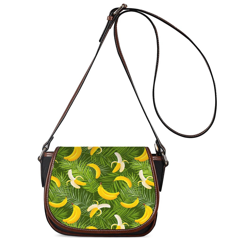 Green Tropical Banana Pattern Print Saddle Bag