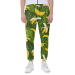 Green Tropical Banana Pattern Print Scuba Joggers