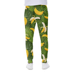 Green Tropical Banana Pattern Print Scuba Joggers