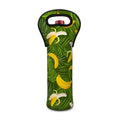 Green Tropical Banana Pattern Print Single Neoprene Wine Tote