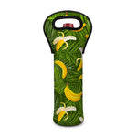 Green Tropical Banana Pattern Print Single Neoprene Wine Tote