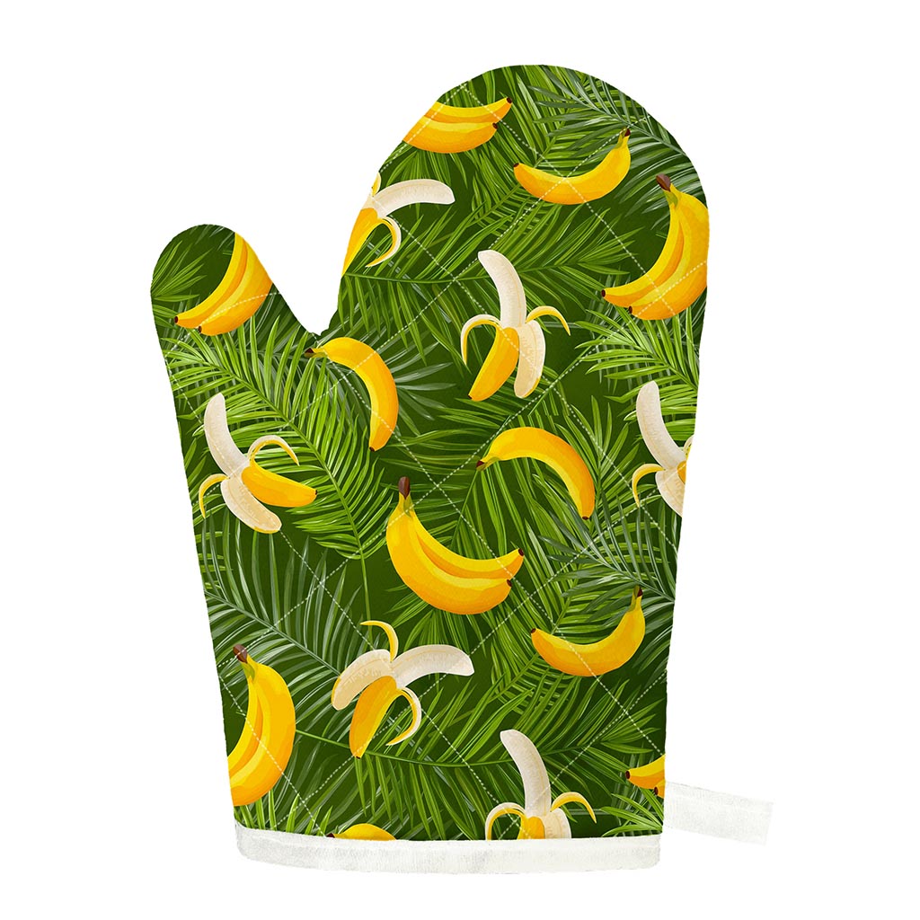 Green Tropical Banana Pattern Print Single Oven Mitt