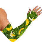 Green Tropical Banana Pattern Print Sun Protection Arm Sleeves