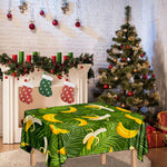 Green Tropical Banana Pattern Print Tablecloth