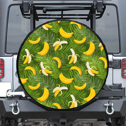Green Tropical Banana Pattern Print Tire Cover