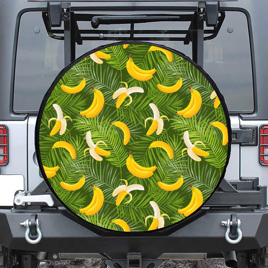 Green Tropical Banana Pattern Print Tire Cover
