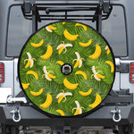 Green Tropical Banana Pattern Print Tire Cover With Camera Hole