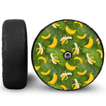 Green Tropical Banana Pattern Print Tire Cover With Camera Hole