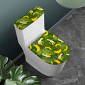 Green Tropical Banana Pattern Print Toilet Lid And Tank Cover Set
