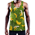 Green Tropical Banana Pattern Print Men's Workout Tank Top