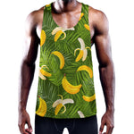 Green Tropical Banana Pattern Print Training Tank Top