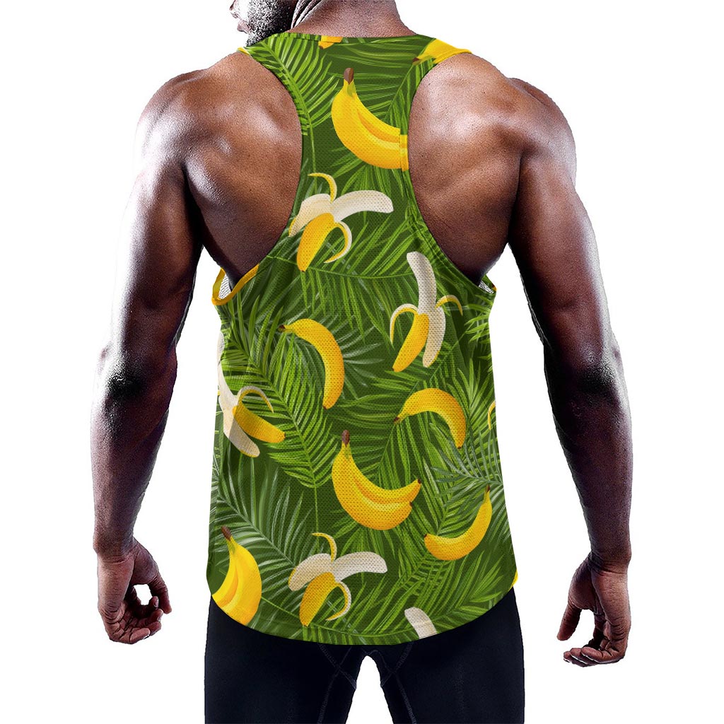 Green Tropical Banana Pattern Print Training Tank Top