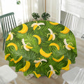 Green Tropical Banana Pattern Print Waterproof Round Tablecloth