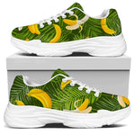 Green Tropical Banana Pattern Print White Chunky Shoes