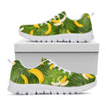 Green Tropical Banana Pattern Print White Running Shoes