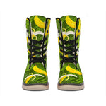 Green Tropical Banana Pattern Print Winter Boots