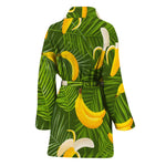 Green Tropical Banana Pattern Print Women's Bathrobe