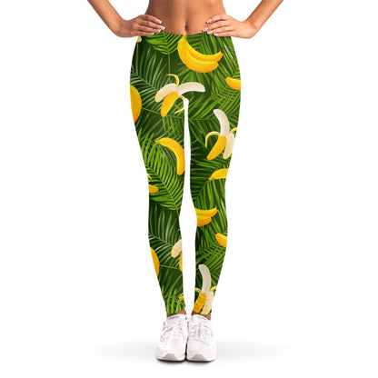 Green Tropical Banana Pattern Print Women's Leggings