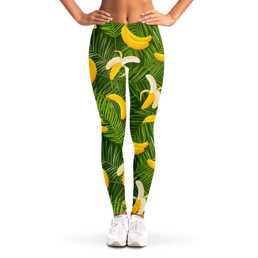 Green Tropical Banana Pattern Print Women's Leggings