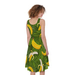 Green Tropical Banana Pattern Print Women's Sleeveless Dress