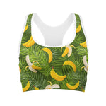 Green Tropical Banana Pattern Print Women's Sports Bra