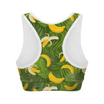 Green Tropical Banana Pattern Print Women's Sports Bra