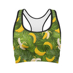 Green Tropical Banana Pattern Print Women's Sports Bra
