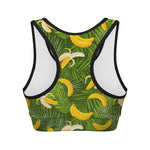 Green Tropical Banana Pattern Print Women's Sports Bra