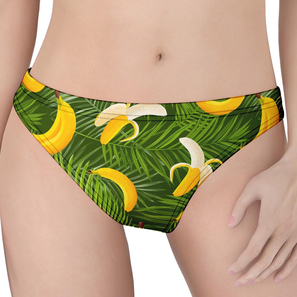 Green Tropical Banana Pattern Print Women's Thong