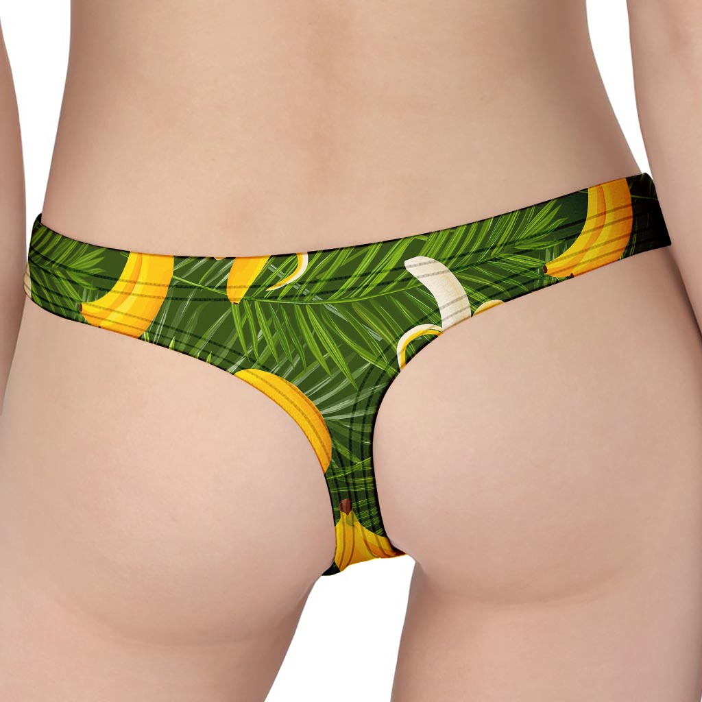 Green Tropical Banana Pattern Print Women's Thong