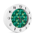 Green Tropical Monstera Pattern Print Alarm Clock