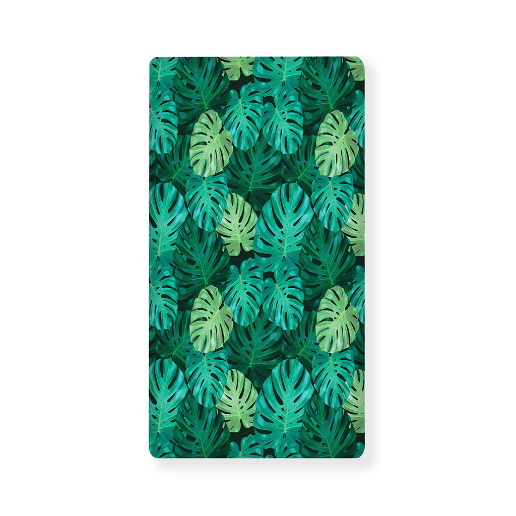 Green Tropical Monstera Pattern Print Baby Crib Sheet